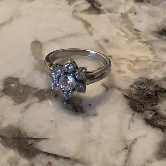 Stainless Steel CZ Flower Ring, Approx. Size 7 - Picture 3 of 6